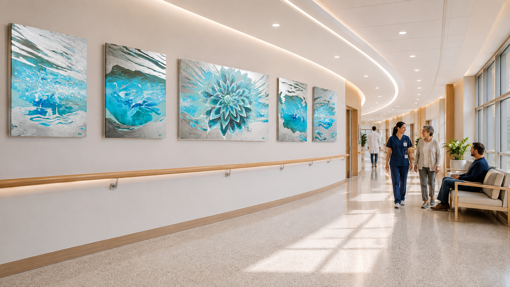 Original painting displayed in hospital wing