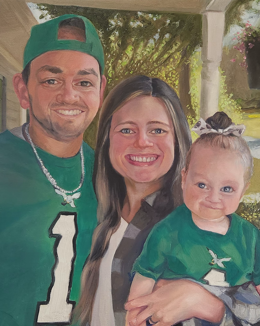 Joel, Casey & Riley, commissioned oil portrait by Carl Sills