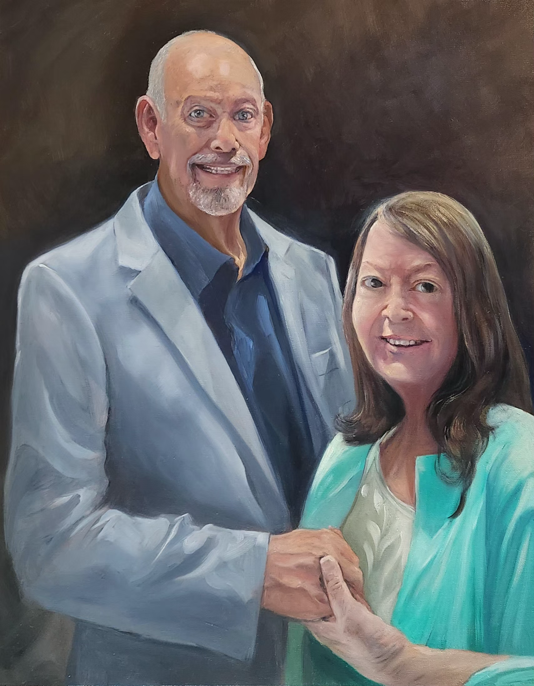 Terry & Trish, commissioned oil portrait by Carl Sills